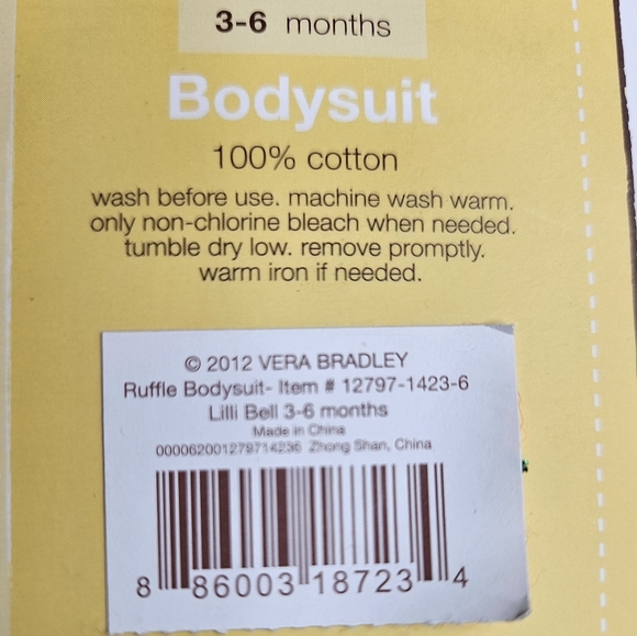 Vera Bradley Lilli Bell Ruffle Bodysuit 3-6 Months NEW In Box - Picture 5 of 7